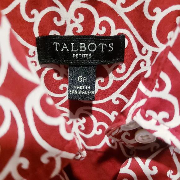 Talbots Stretch Filigree Button Up Shirt - Picture 4 of 5